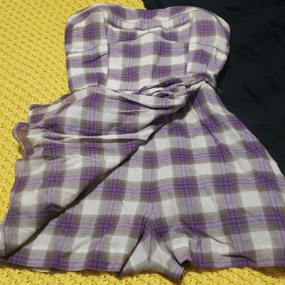 Strapless plaid romper - Picture 4 of 5